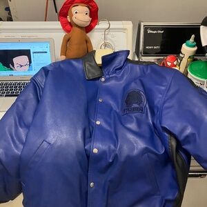 VTG Y2K Barcode Bomber Japanese Leather Motorcycle Jacket 2XL